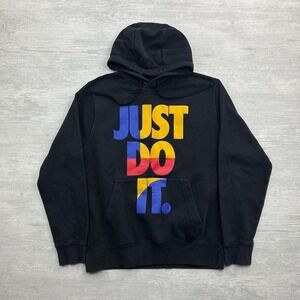 Nike Sweatshirt Adult Medium Black Hoodie Sportswear Logo Fleece Lined